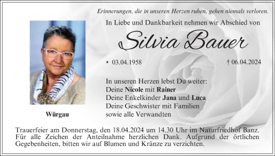 Anzeige von Silvia Bauer von MGO