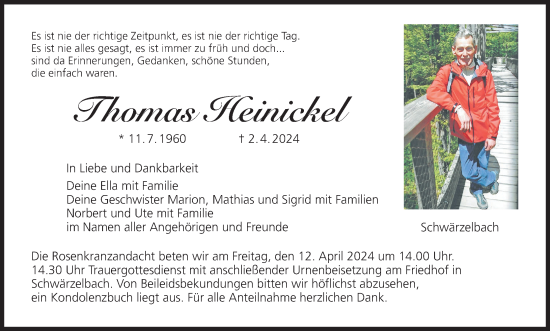 Anzeige von Thomas Heinickel von MGO