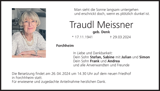 Anzeige von Traudl Meissner von MGO