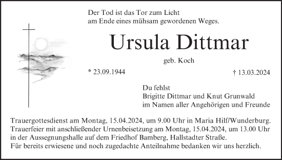 Anzeige von Ursula Dittmar von MGO