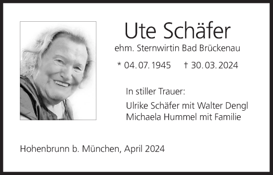 Anzeige von Ute Schäfer von MGO