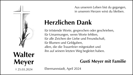Anzeige von Walter Meyer von MGO