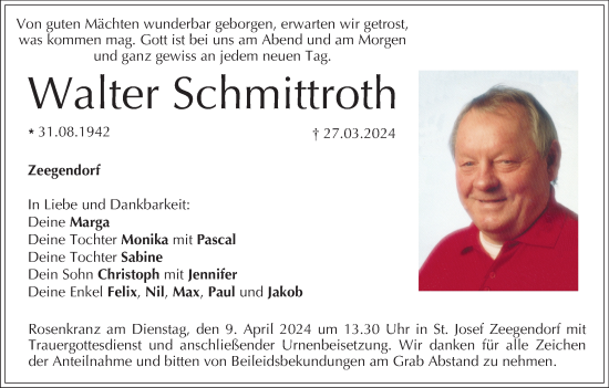 Anzeige von Walter Schmittroth von MGO