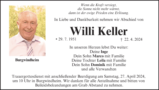 Anzeige von Willi Keller von MGO