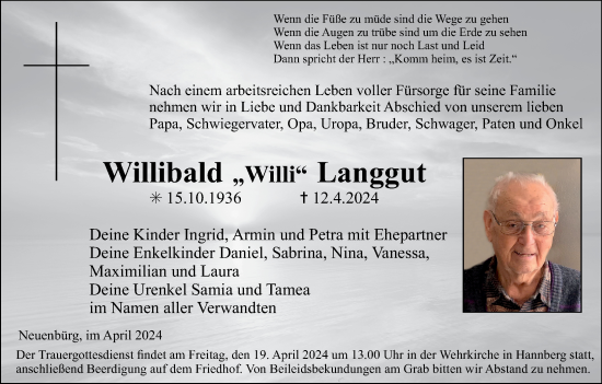 Anzeige von Willibald Langgut von MGO