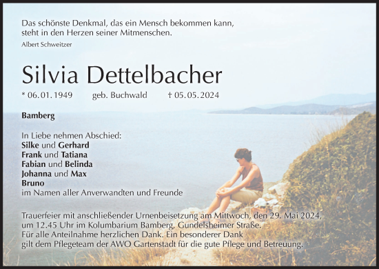 Anzeige von Silvia Dettelbacher 