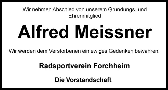 Anzeige von Alfred Meissner von MGO