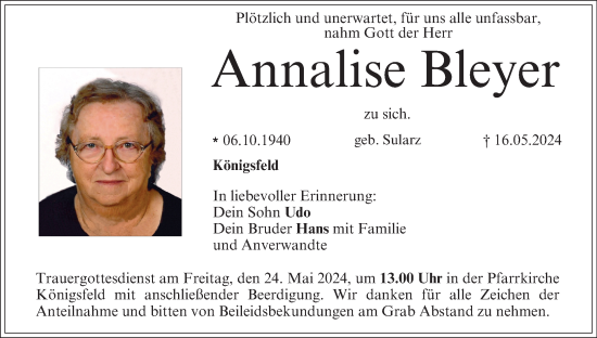 Anzeige von Annalise Bleyer von MGO