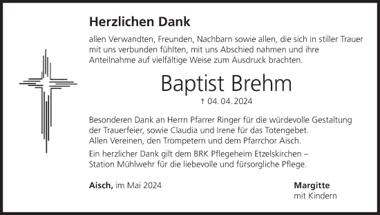 Anzeige von Baptist Brehm von MGO