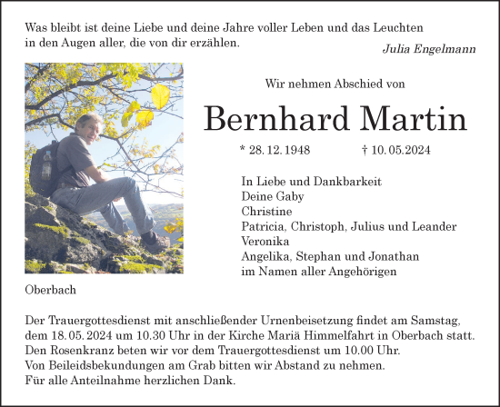 Anzeige von Bernhard Martin von MGO