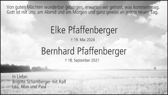 Anzeige von Bernhard Pfaffenberger von MGO
