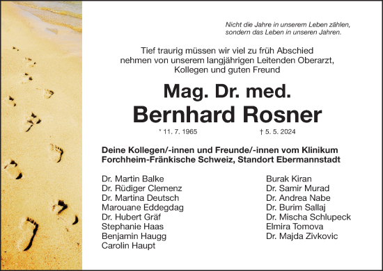 Anzeige von Bernhard Rosner von MGO