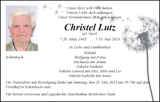 Anzeige von Christel Lutz von MGO