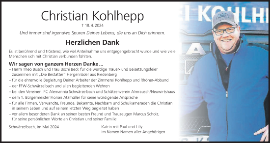Anzeige von Christian Kohlhepp von MGO