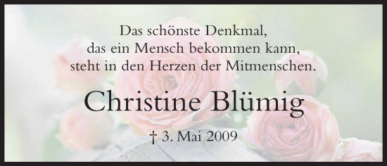Anzeige von Christine Blümig von MGO
