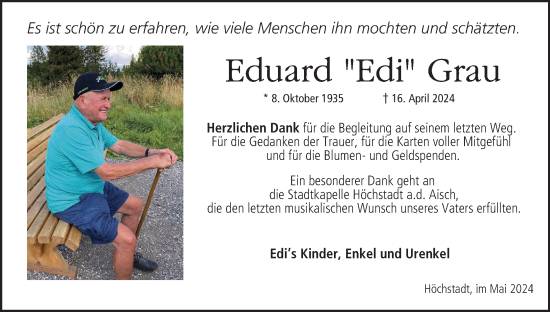 Anzeige von Eduard Grau von MGO