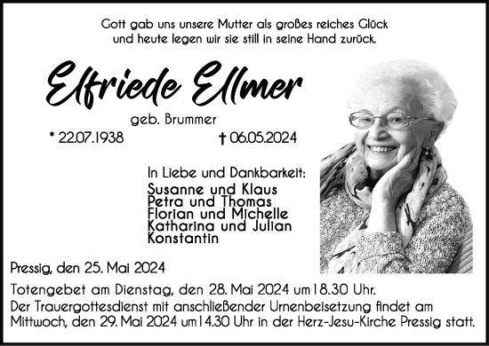 Anzeige von Elfriede Ellmer von MGO