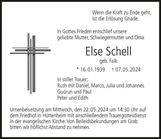 Anzeige von Else Schell von MGO