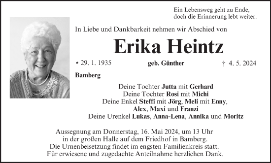Anzeige von Erika Heintz von MGO