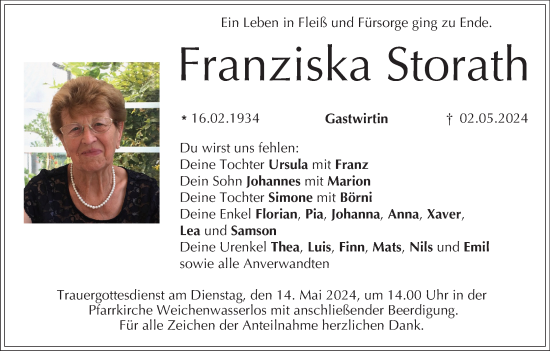 Anzeige von Franziska Storath von MGO