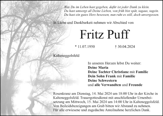 Anzeige von Fritz Puff von MGO