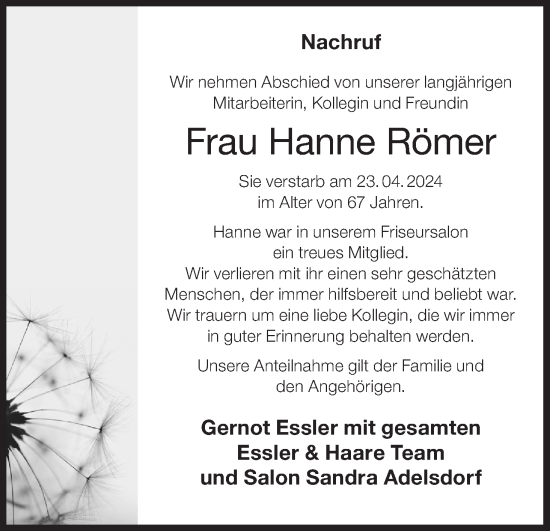 Anzeige von Hanne Römer von MGO