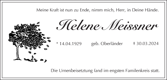 Anzeige von Helene Meissner von MGO