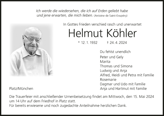 Anzeige von Helmut Köhler von MGO