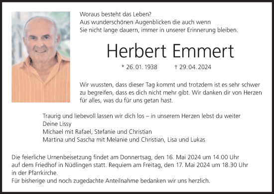 Anzeige von Herbert Emmert von MGO