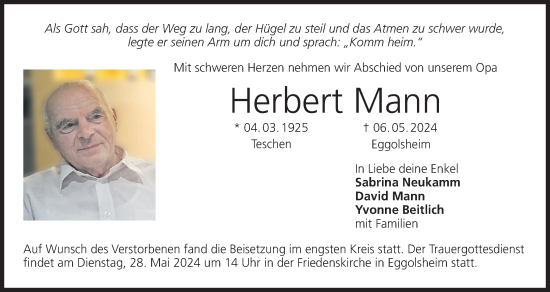 Anzeige von Herbert Mann von MGO