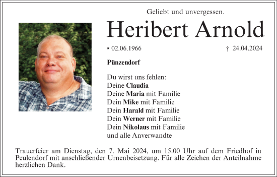 Anzeige von Heribert Arnold von MGO