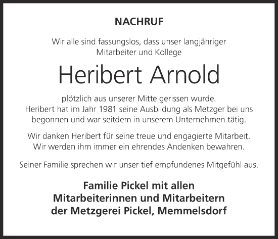 Anzeige von Heribert Arnold von MGO