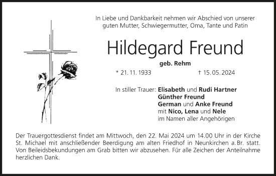 Anzeige von Hildegard Freund von MGO