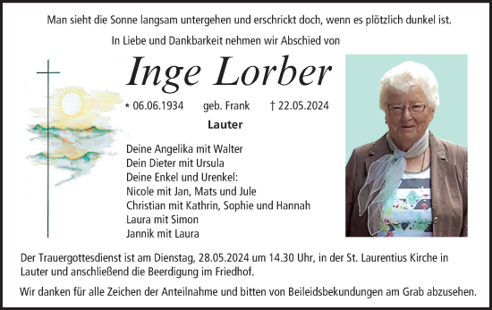 Anzeige von Inge Lorber von MGO