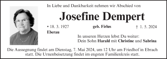 Anzeige von Josefine Dempert von MGO