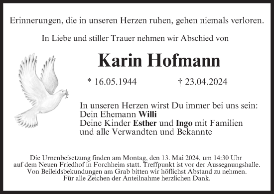 Anzeige von Karin Hofmann von MGO