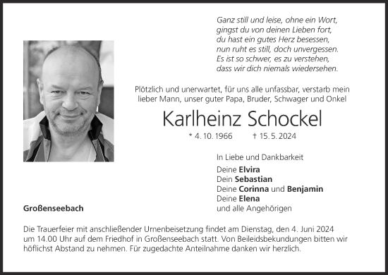 Anzeige von Karlheinz Schockel von MGO