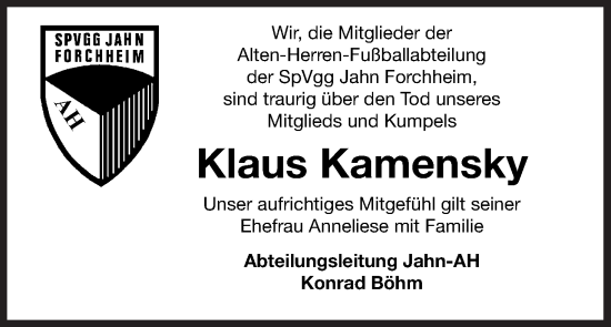 Anzeige von Klaus Kamensky von MGO