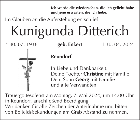 Anzeige von Kunigunda Ditterich von MGO