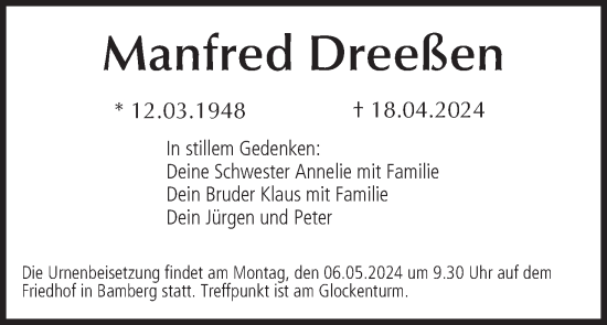 Anzeige von Manfred Dreeßen von MGO