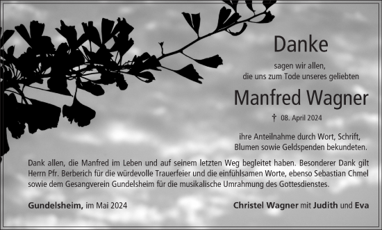 Anzeige von Manfred Wagner von MGO