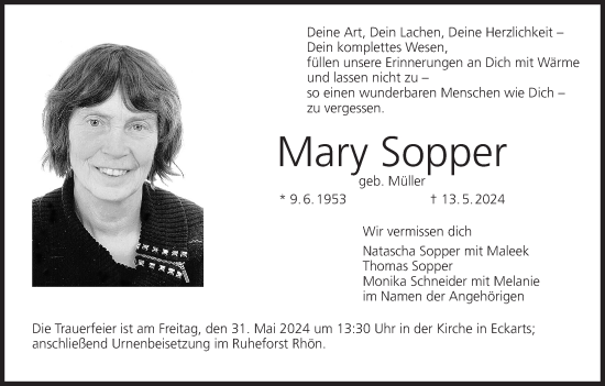 Anzeige von Mary Sopper von MGO