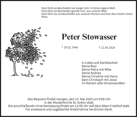Anzeige von Peter Stowasser von MGO