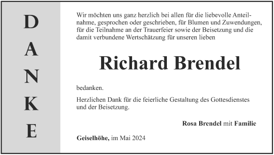 Anzeige von Richard Brendel von MGO