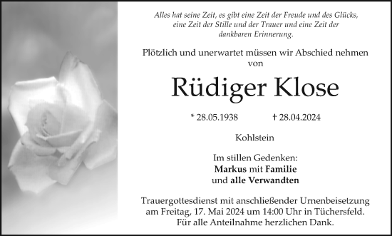 Anzeige von Rüdiger Klose von MGO