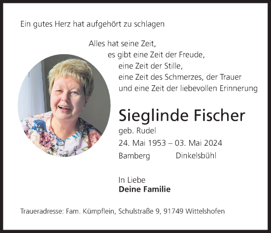 Anzeige von Sieglinde Fischer von MGO