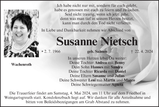 Anzeige von Susanne Nietsch von MGO