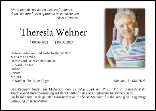 Anzeige von Theresia Wehner von MGO