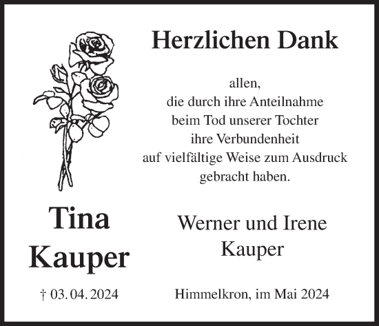 Anzeige von Tina Kauper von MGO