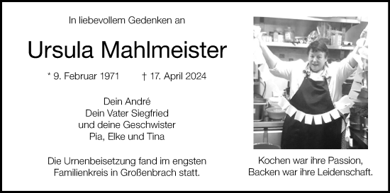 Anzeige von Ursula Mahlmeister von MGO